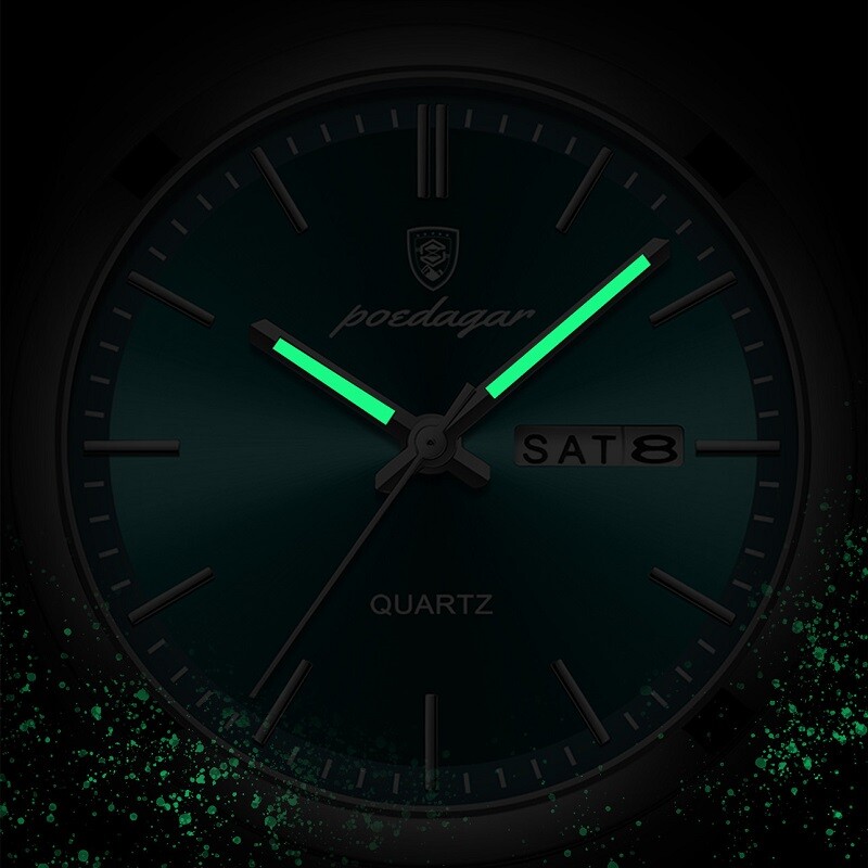 POEDAGAR Fashion Men’s Watch Waterproof Luminous Stainless Quartz Watches