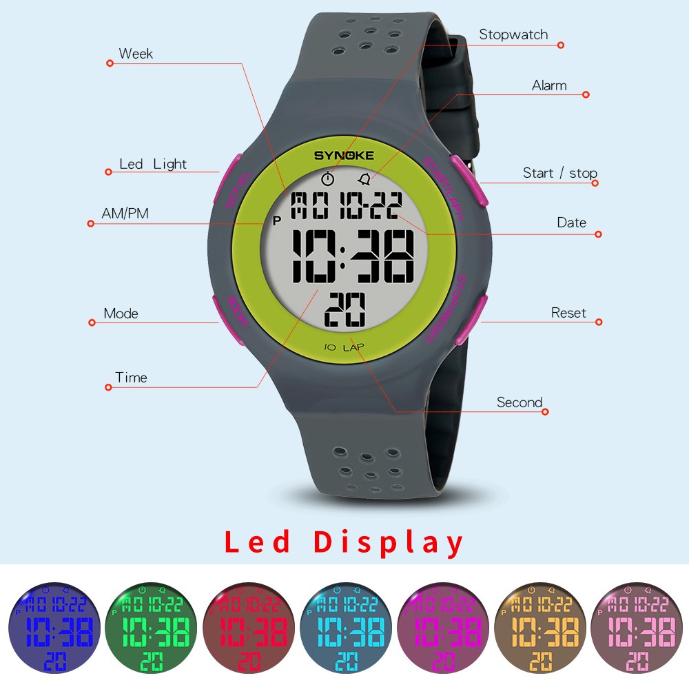Waterproof Watches LED Digital Watch Alarm Watch Boys Girls Sports Kids Children