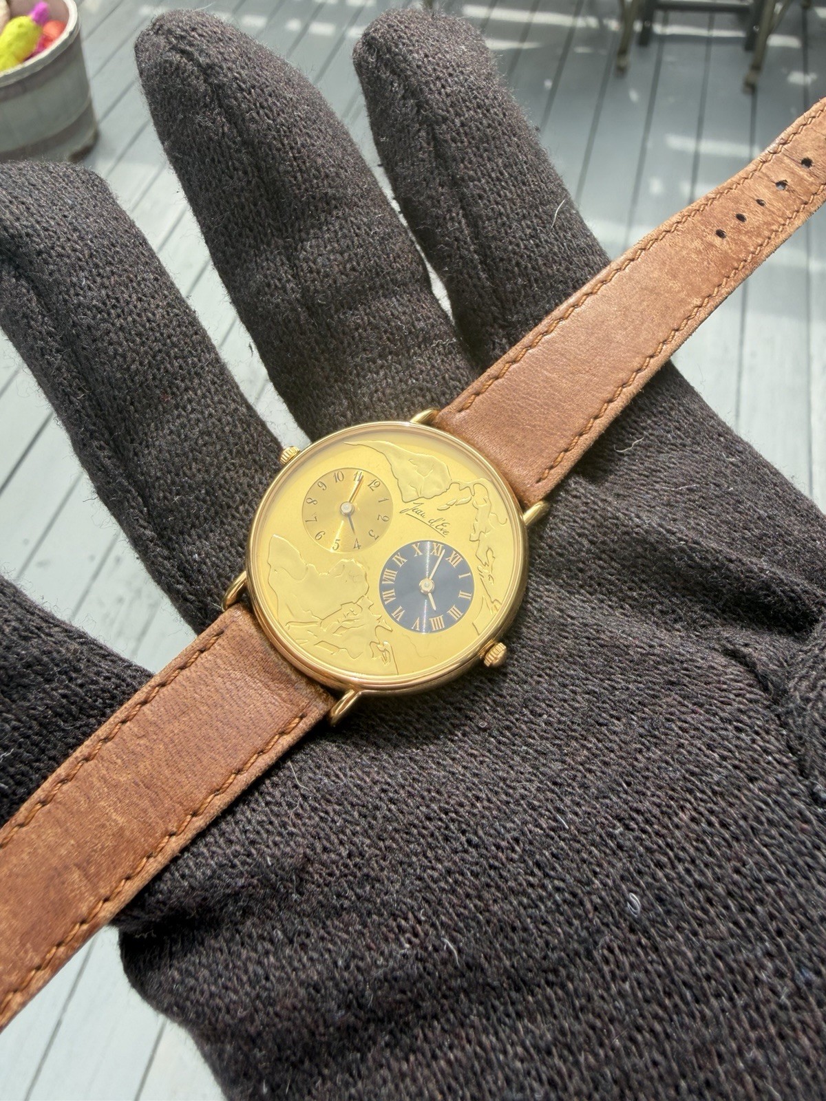 Rare Vintage Jean d’Eve (Dual Time) Watch Gold Plated (new batteries & Working)