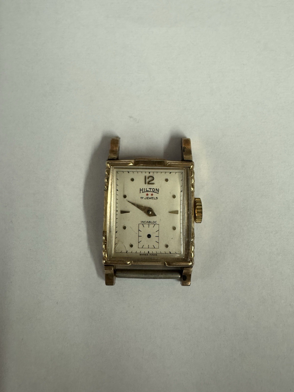 Vintage Hilton 17 Jewels Swiss Incabloc Rectangular Watch 10k RGP Parts Repair