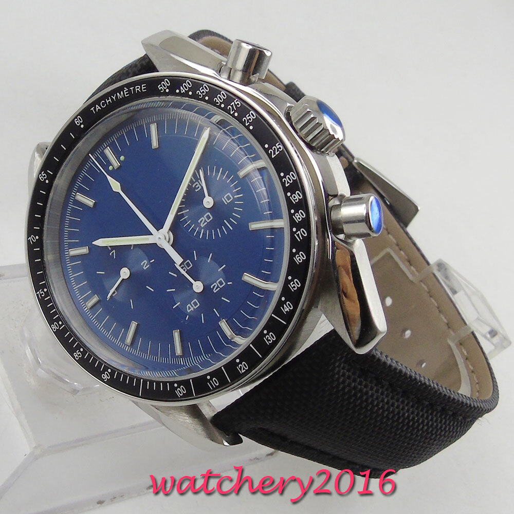 Luxus 40mm Sterile Blau dial Leder Leuchtzeiger Automatisch Uhr men’s Wristwatch