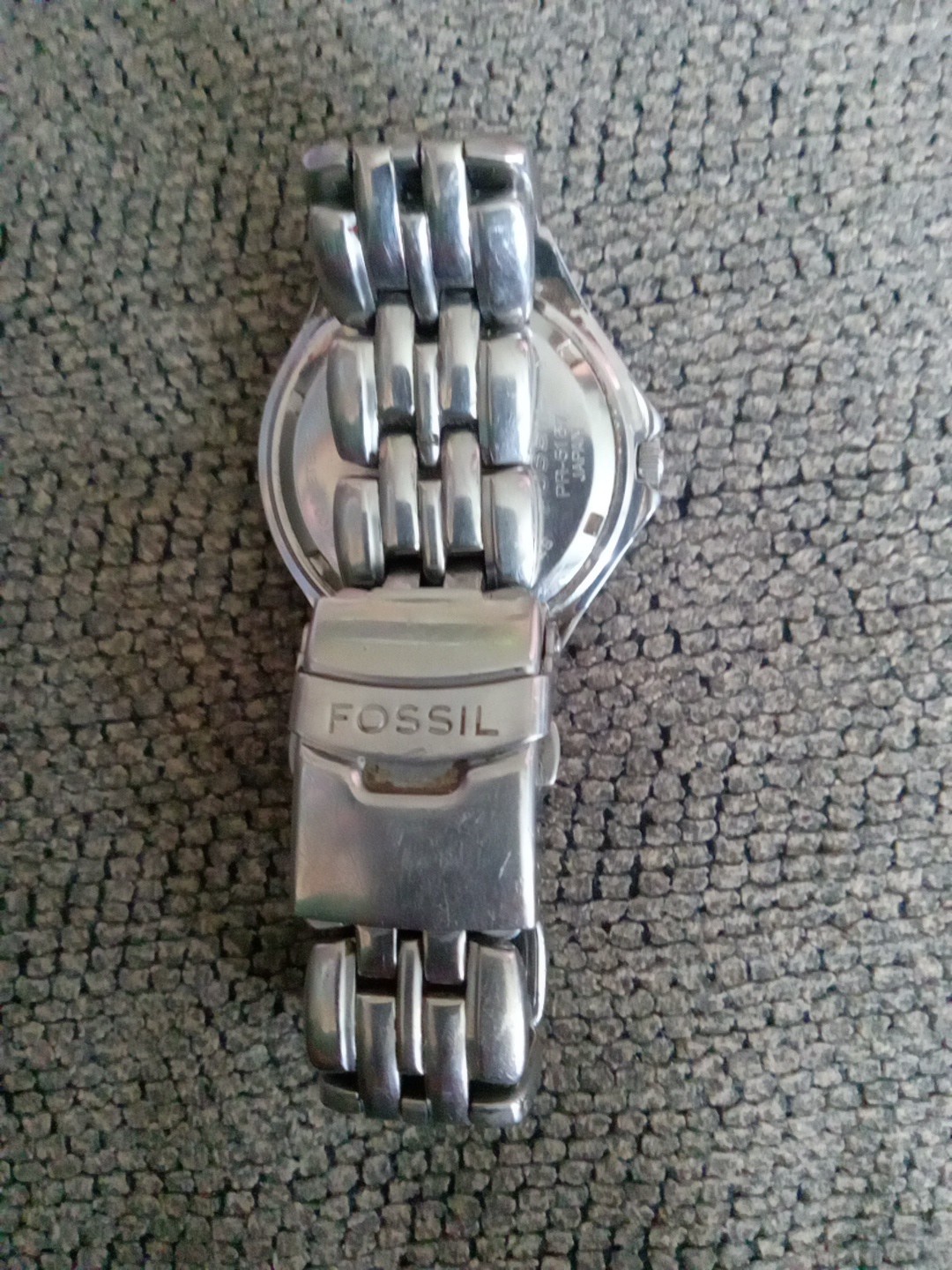 ORIGINAL FOSSIL SILVER STAINLESS STEEL SNAP-ON WRIST WATCH Pr-5187