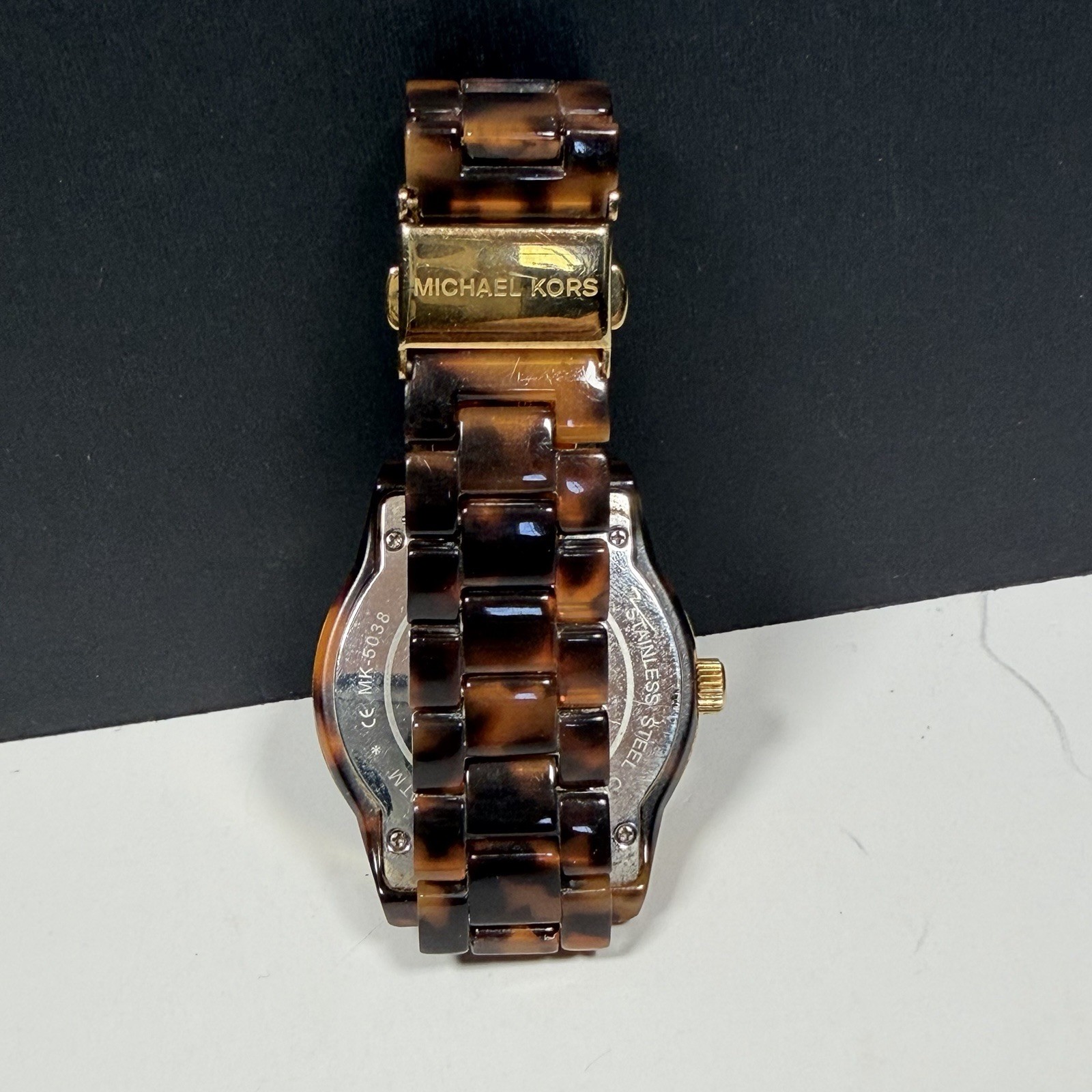 Michael Kors Jet Set MK-5038 Watch Womens 37mm Brown Tortoise Needs Battery