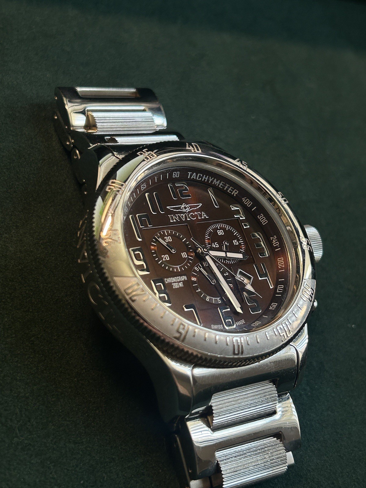Invicta Offshore Russian diver Swiss Made quartz chronograph. Rare Brown Dial.