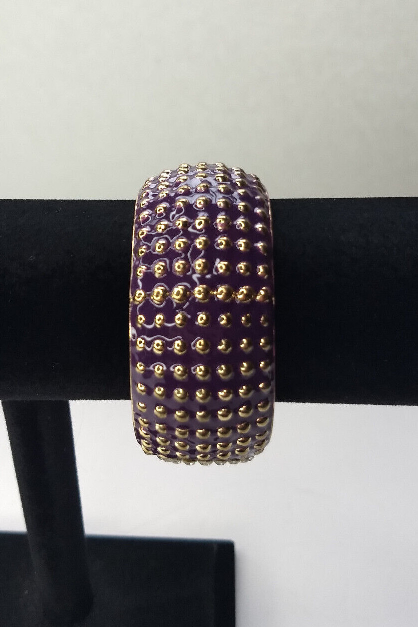 Jessica Carlyle Fashion Cuff Purple Gold Tone Watch Hinge New Battery Tested
