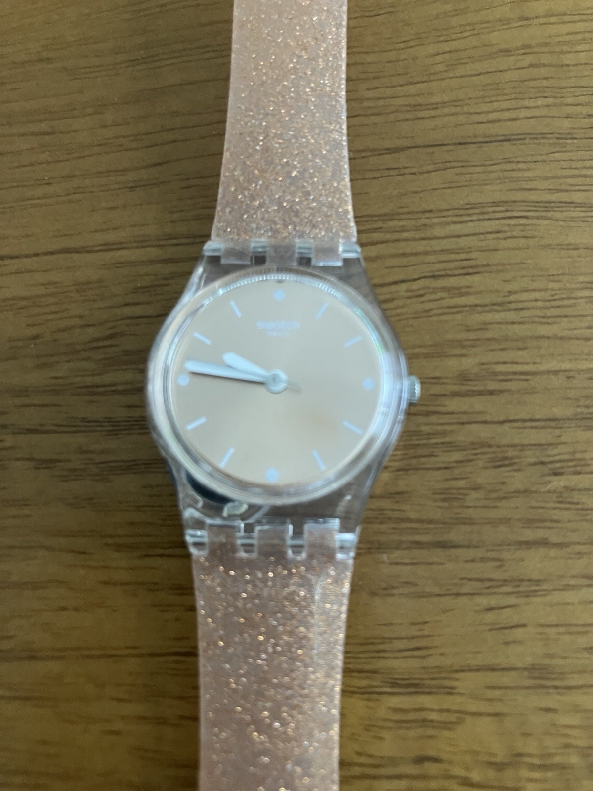 Swatch Ladies watch Pink Glitter 1” Wide Strap