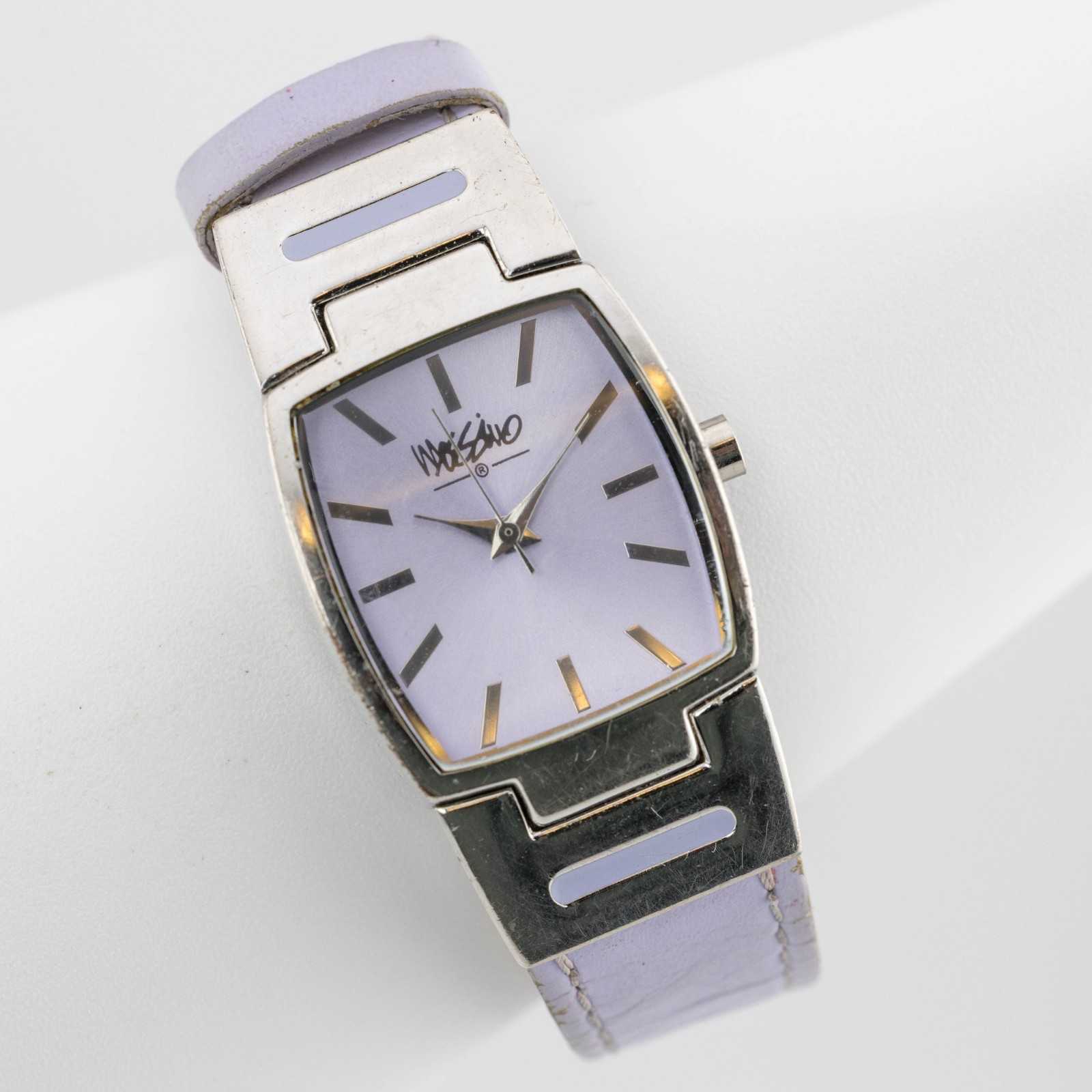 MOSSIMO MM90225 Genuine Leather Lavender Quartz Analog Women’s Watch New Battery