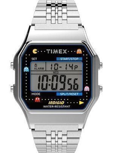 NEW 34mm TIMEX x PACMAN T80 Digital Watch TW2U31900 Silver