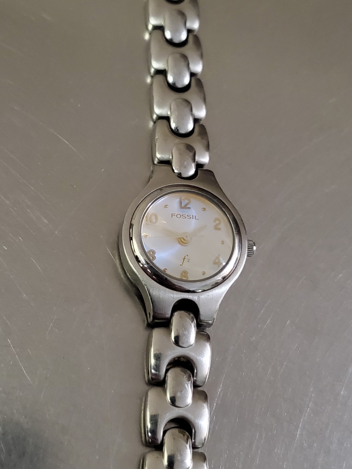 FOSSIL F2 Watch Women’s Blue Dial Analog Quartz Silver Tone ES-9075 5.5 in 22 mm
