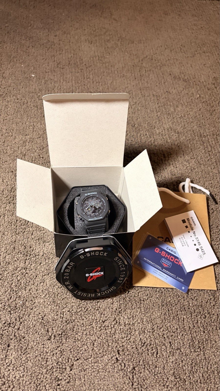 Customized Casio G-Shock GA-2100 ALL Black Digital Men’s Watch Box Papers