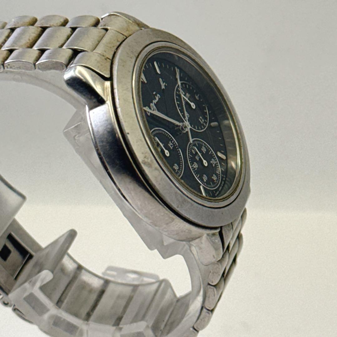 Agnes b. V654-6100 Quartz Analog Men Black Dial Chronograph Wristwatch