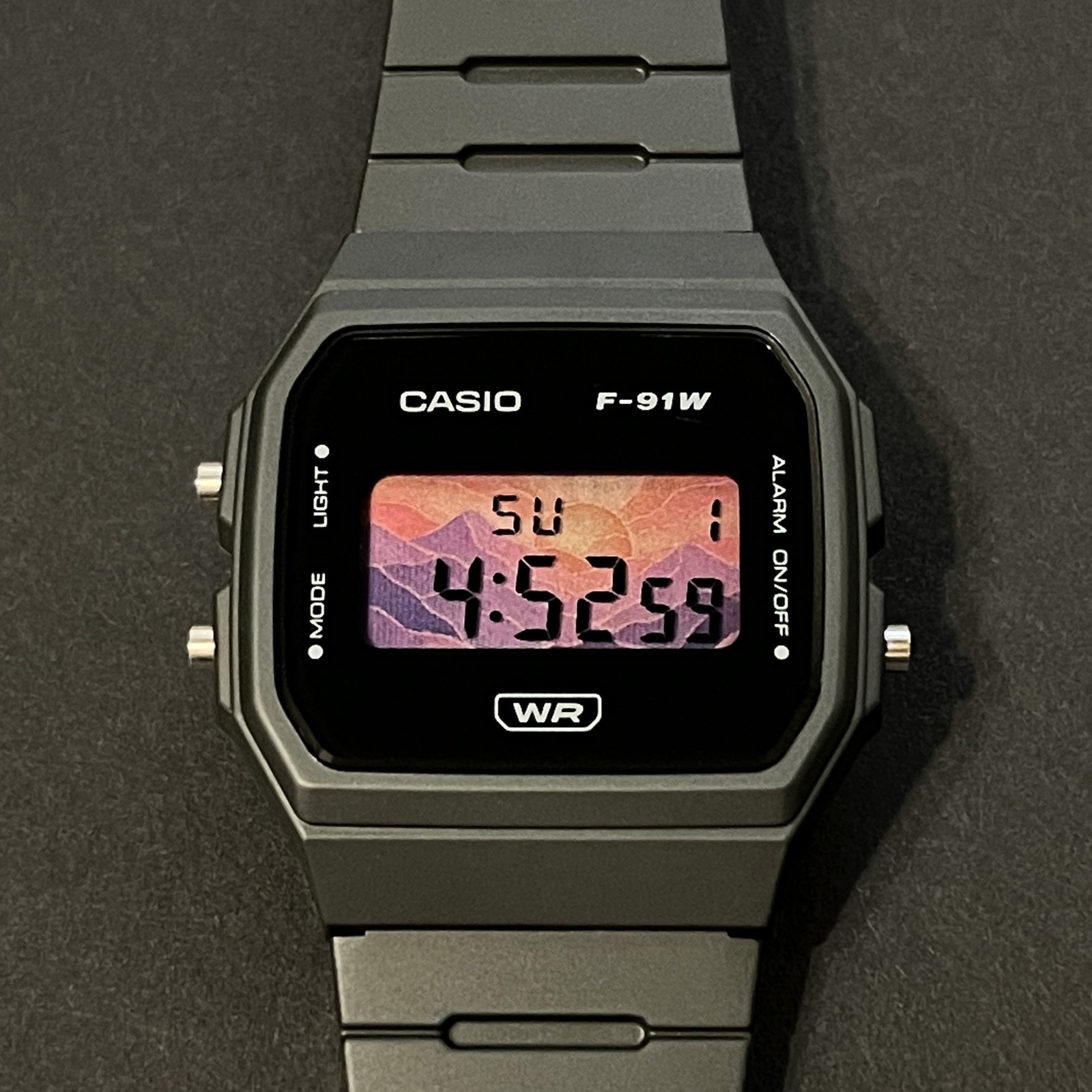 Custom Casio F91W Mountain Sunrise Mod | Handmade Shimmer LCD Art Watch