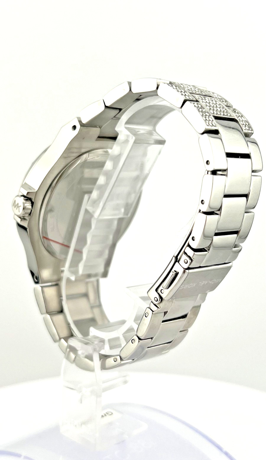 MICHAEL KORS LENNOX MK6990 SILVER TONE PAVE BRACELET DARKBLUE DIAL UNISEX 43MM