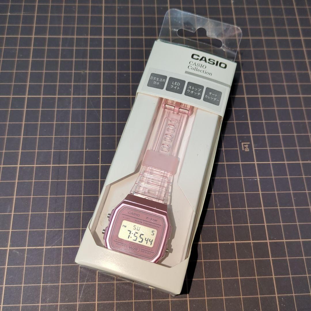 【CASIO】F-91WS-4JH Clear Pink