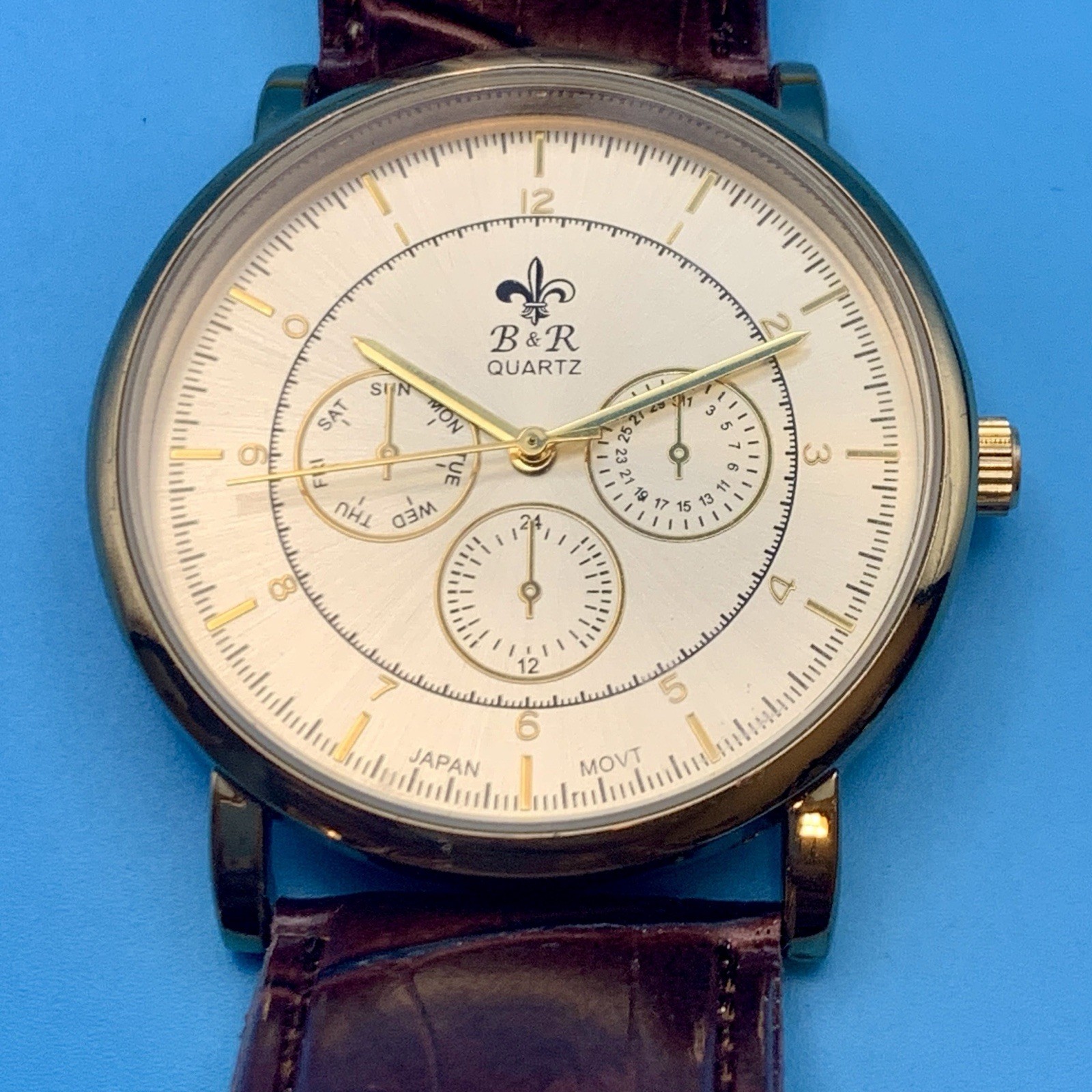 B&R BELL & ROSE Men’s Fashion Wristwatch Faux Subdials Japan Movt Works New Batt