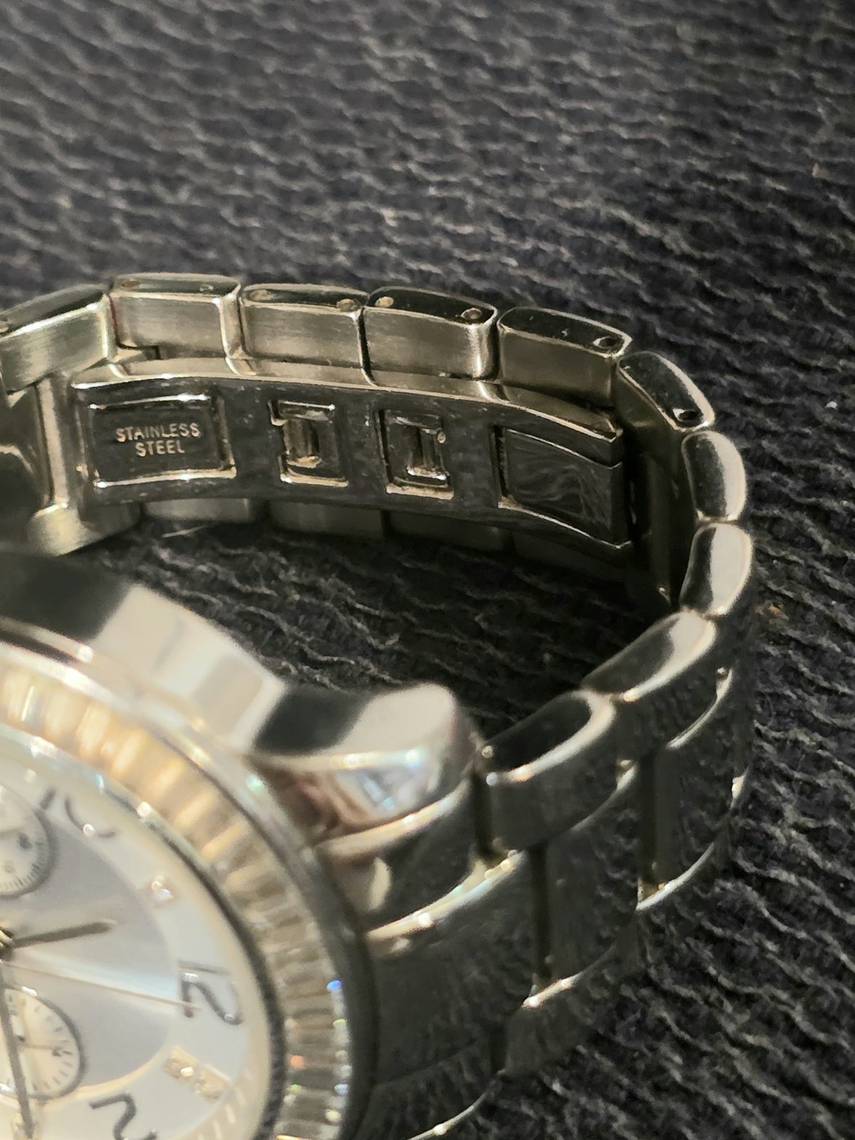 Silpada Watch Stainless Steel Silver CZ Baguettes Finishing Touch 41mm
