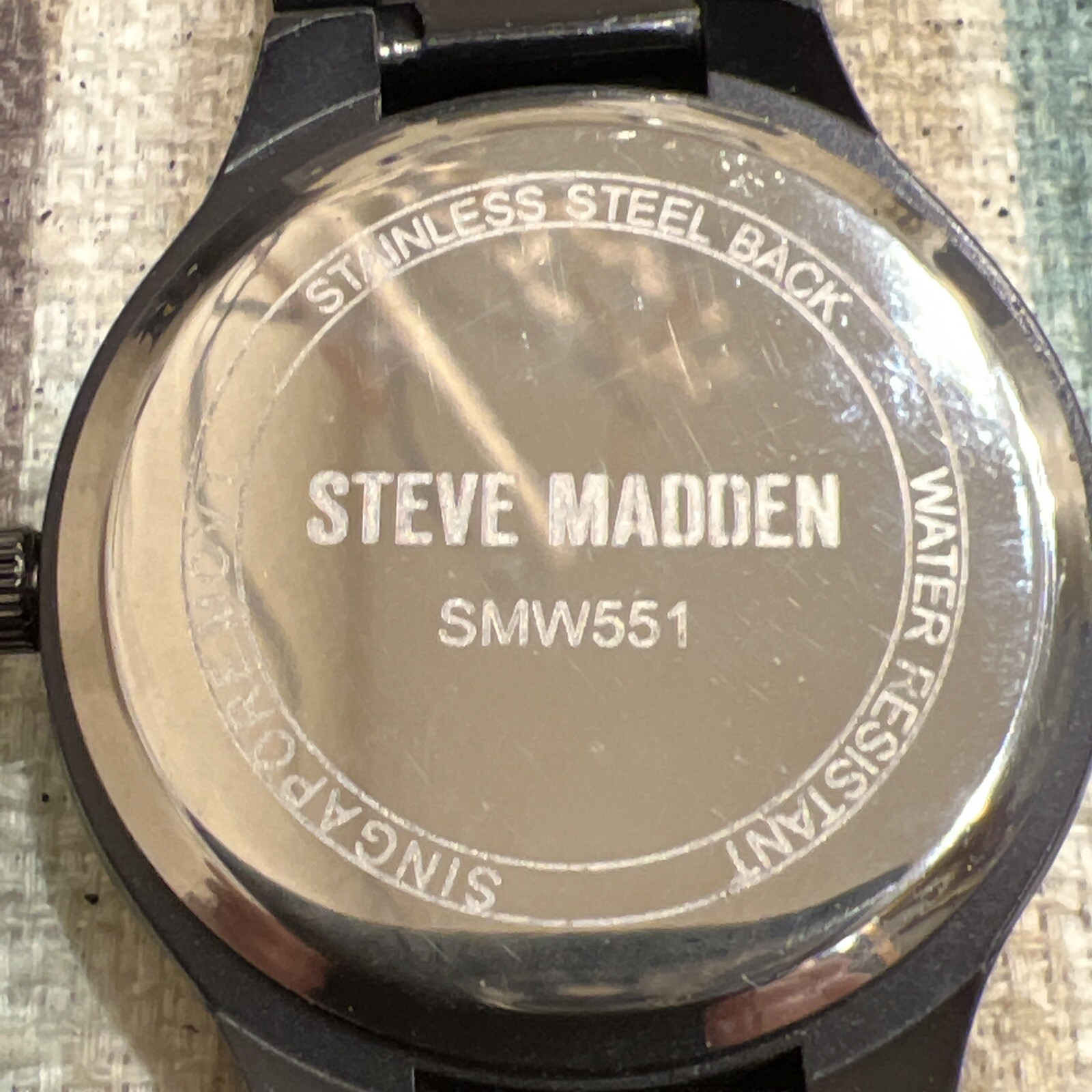 Steve Madden SMW551 Men Analog Black-Tone Stainless Steel BLACK Dial Watch