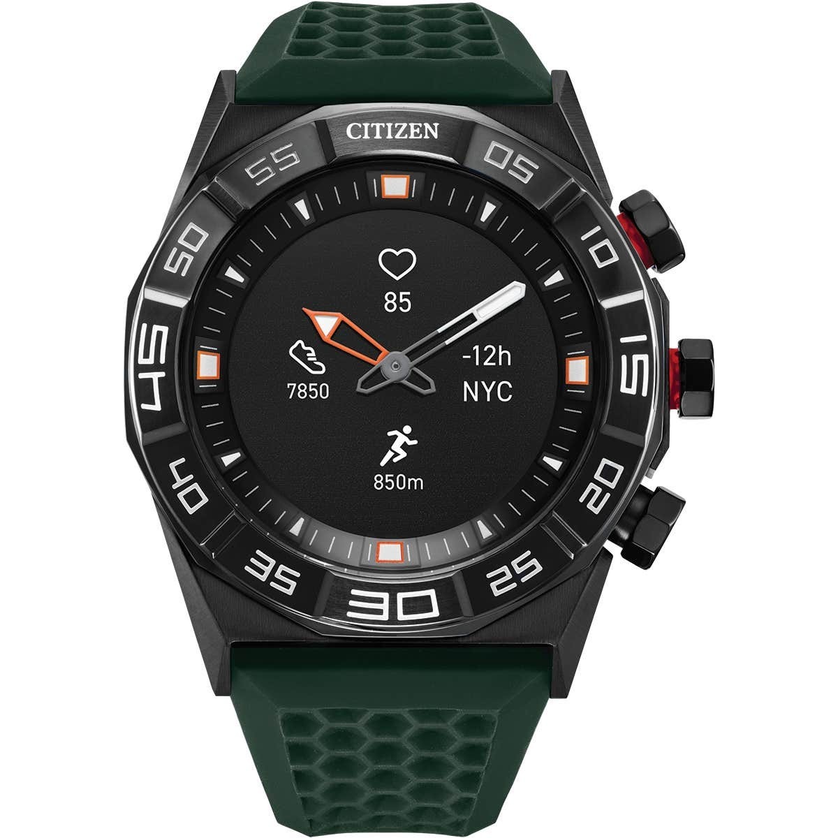 Citizen CZ Smart Hybrid 44mm JX1005-00E Heart Rate Fitness Watch Green Band NEW