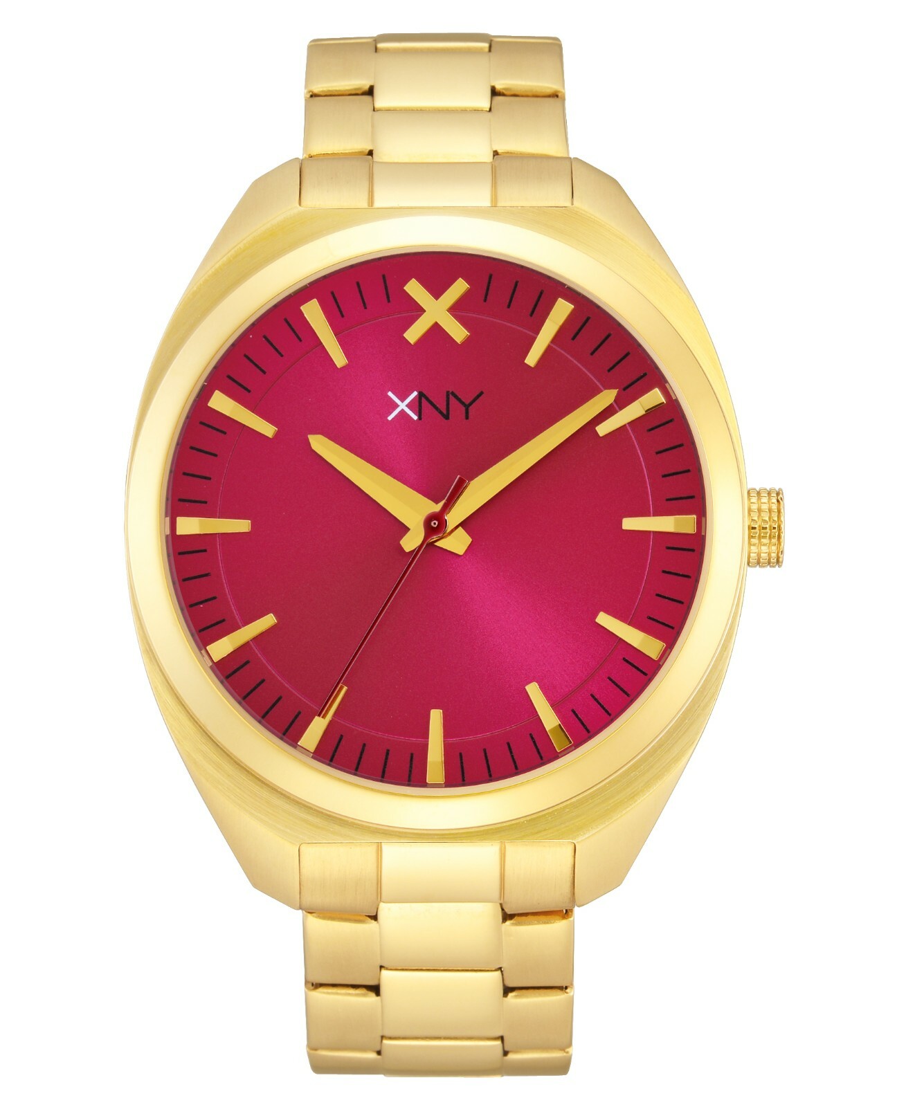 XNY Unisex Watch Metal Bracelet BV8128X1 Gold Color Hot Pink Dial
