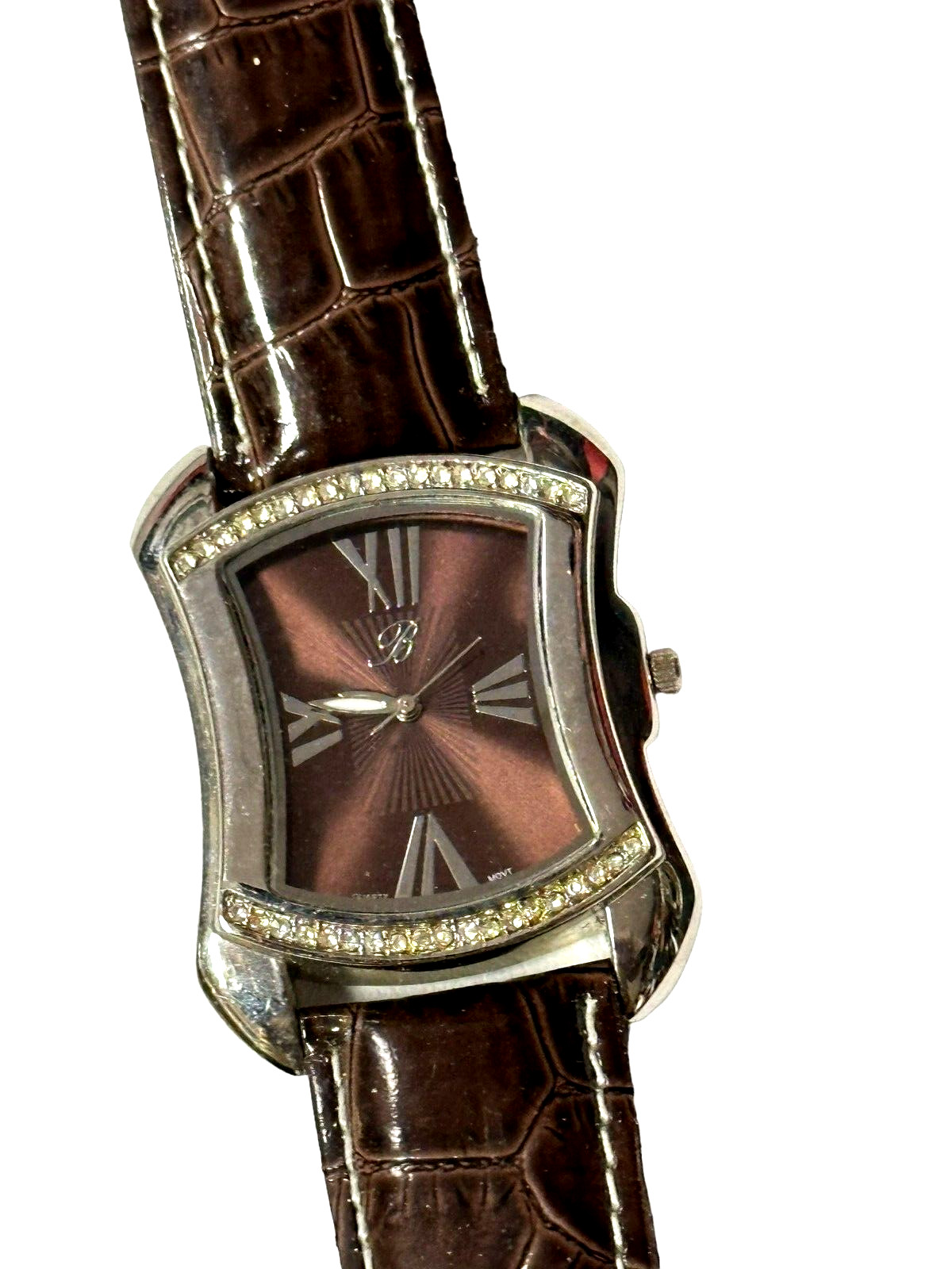 BRIGHTON Ladies Brown Band Croc Embossed Leather BTV011BR Quartz Wrist Watch