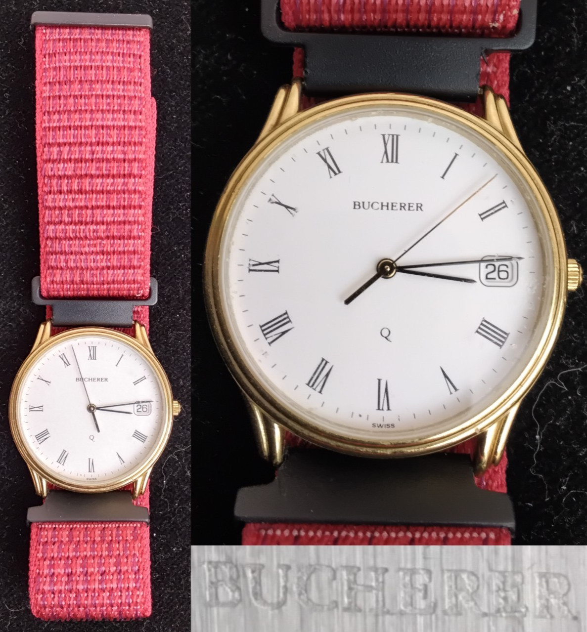 Bucherer Wrist Watch Men’s Vintage 1990’s Gold Plated Bezel 955.725 #Z5677