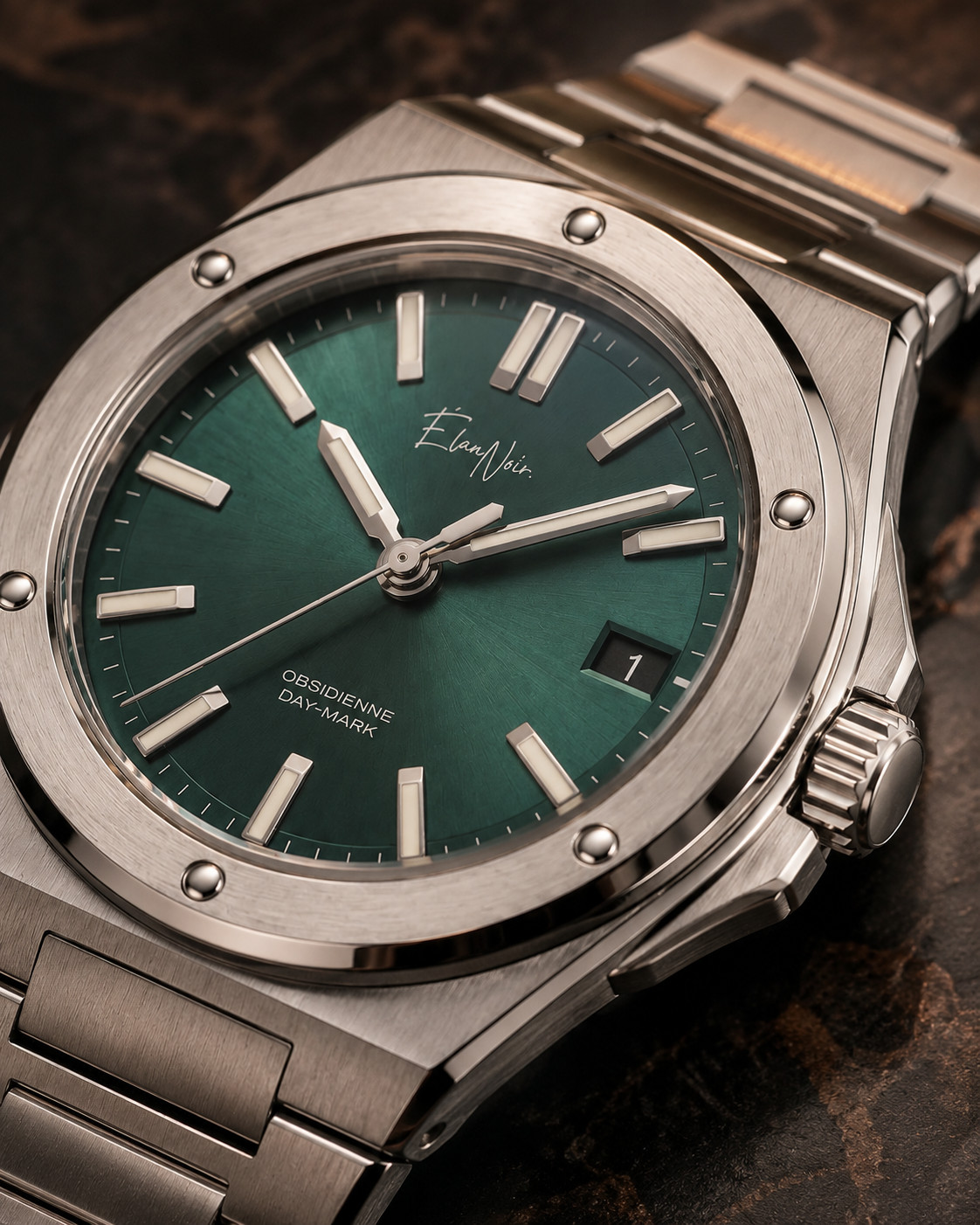 Élan Noir Obsidienne Automatic Men’s Watch 41mm Green Dial Steel NH35 Sapphire