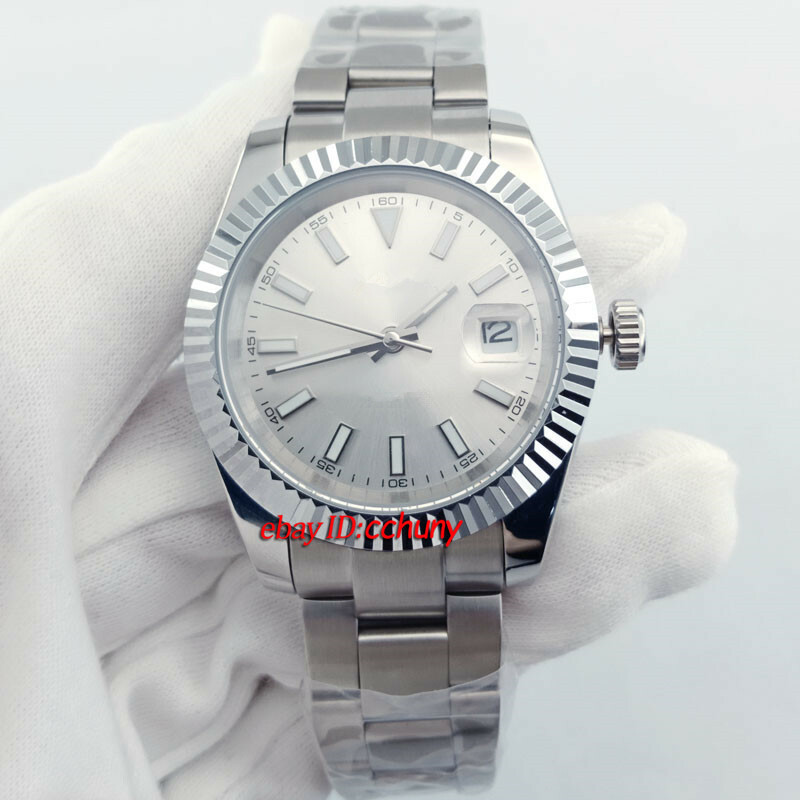 40mm sterile black blue dial date Roman sapphire glass automatic mens watch