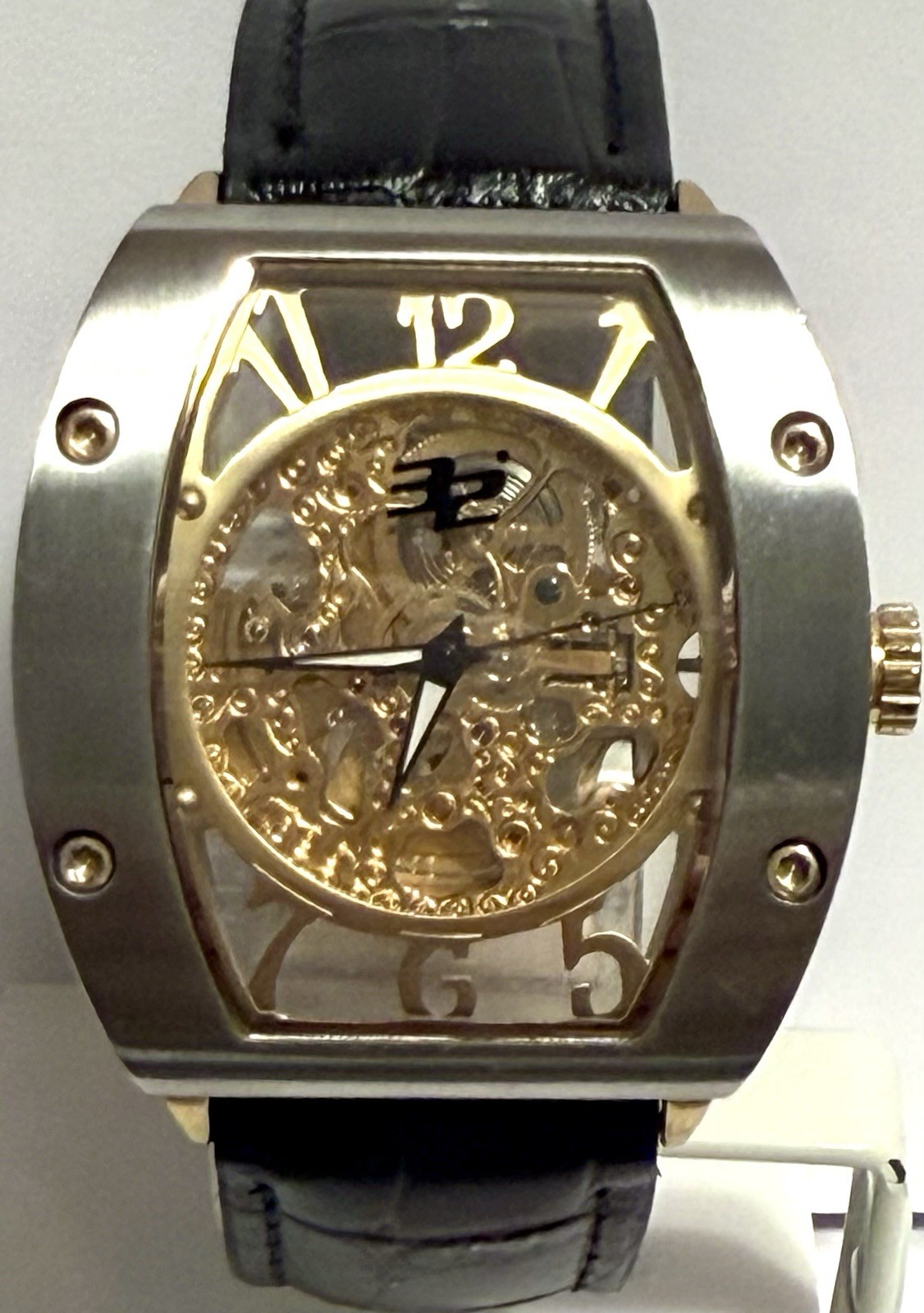 W44mm Auto Floating Goldtone Skeleton Dial | Silvertn Tonneau | 32 DEGREES Watch