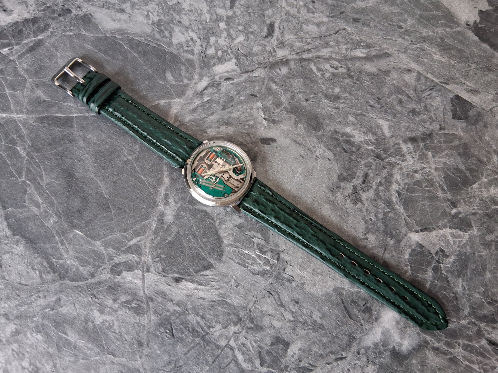 Serviced 1963 Bulova Accutron Spaceview Cal. 214 Tuning Fork Watch New Strap