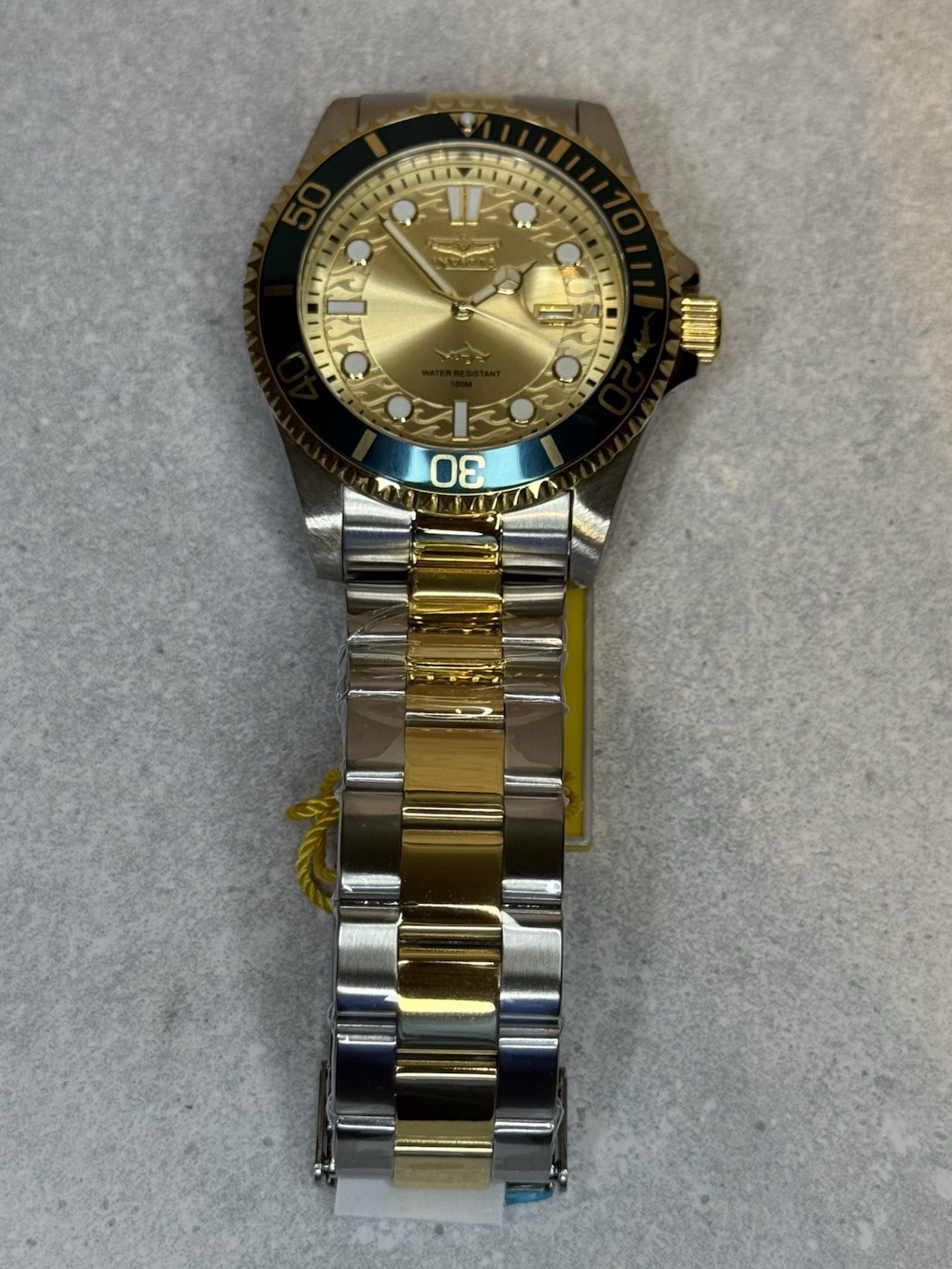 Invicta Pro Diver 43mm Men’s Watch Gold Sunburst Dial Teal Bezel Brand New
