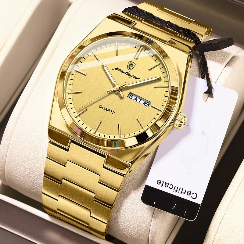 POEDAGAR Fashion Men’s Watch Waterproof Luminous Stainless Quartz Watches