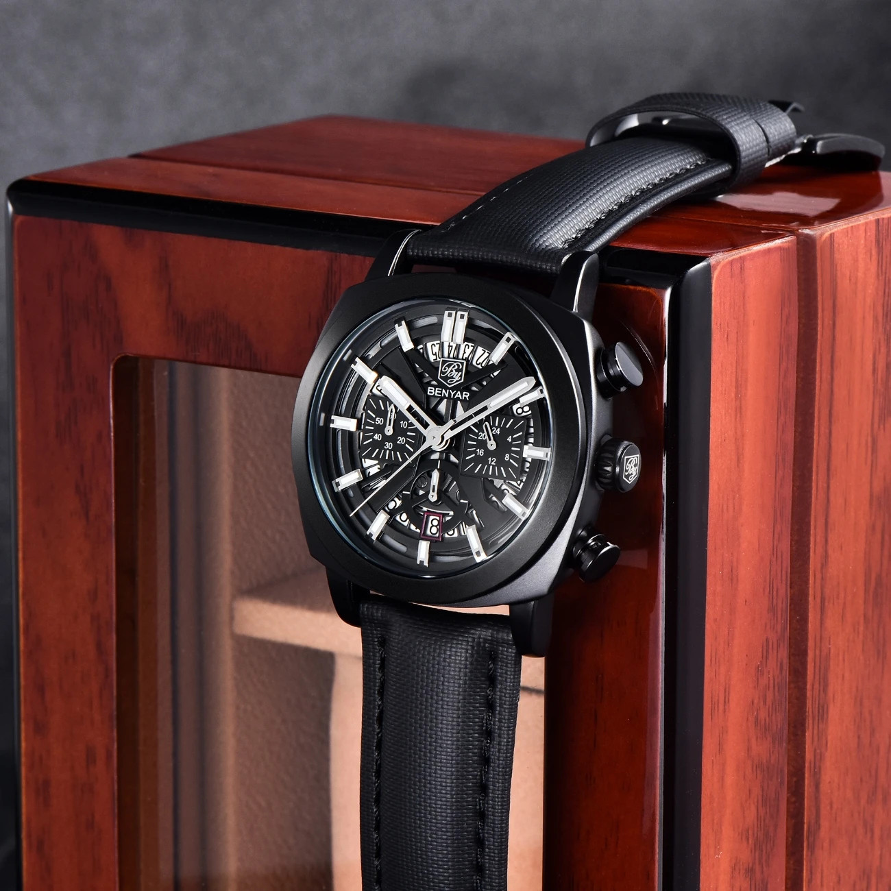 BENYAR 43MM Chronograph Quartz Men’s Watch 50M Luminous AR Crystal