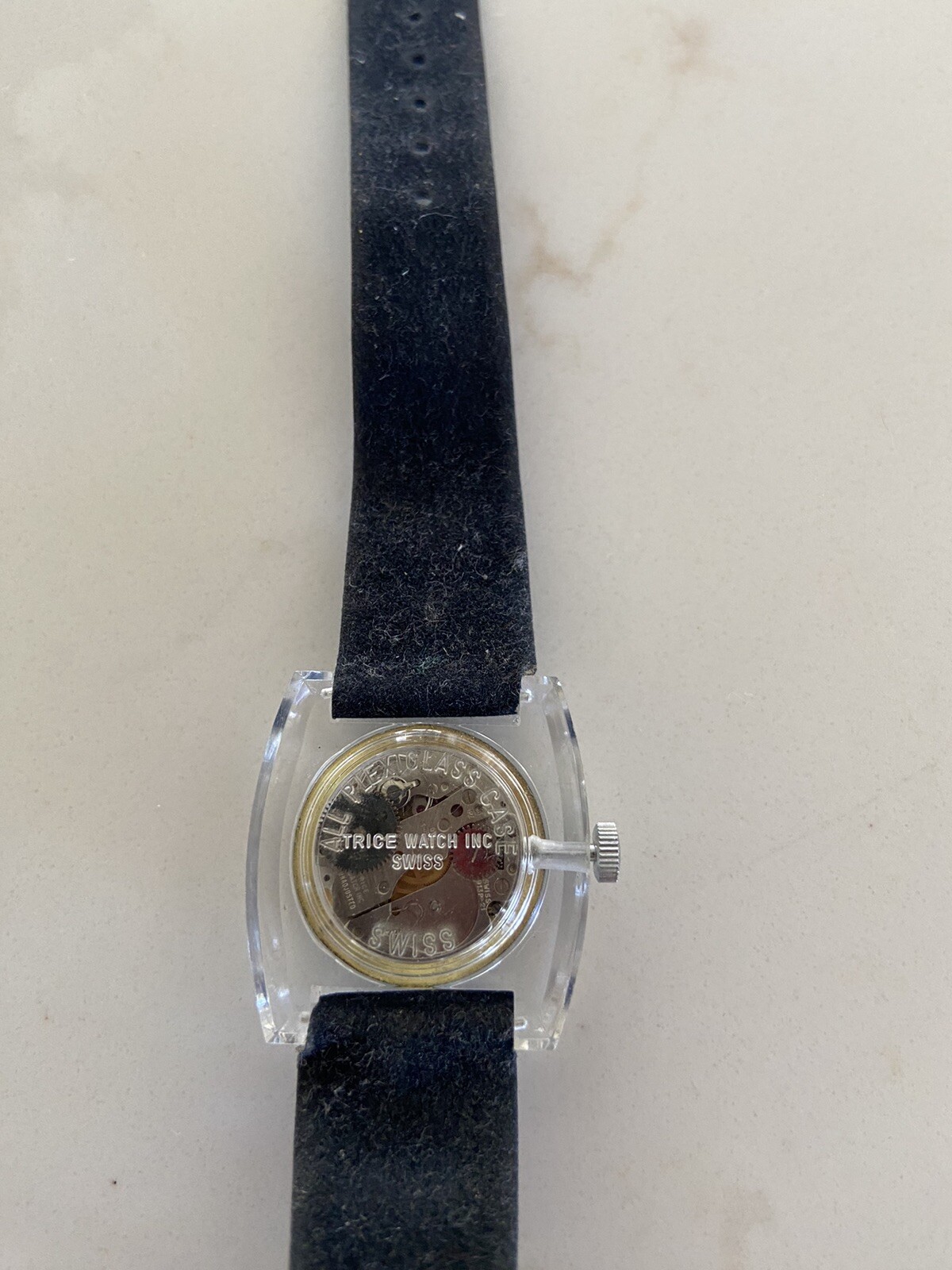VINTAGE MCM PARADISE PLEXIGLASS WATCH WOMENS TRICE WATCH SWISS PARTS OR REPAIRS