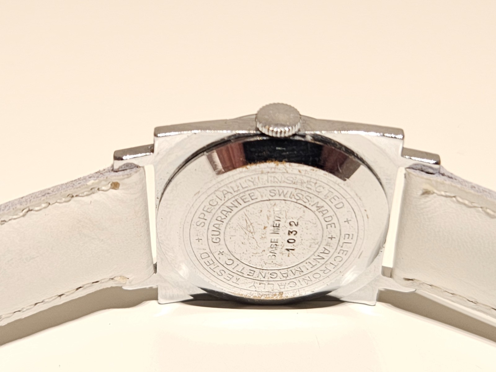VINTAGE SQUARE 28mm BLUE DIAL MEN LADIES MECHANICAL WATCH «PRESTA»TEMPUS FUGIT