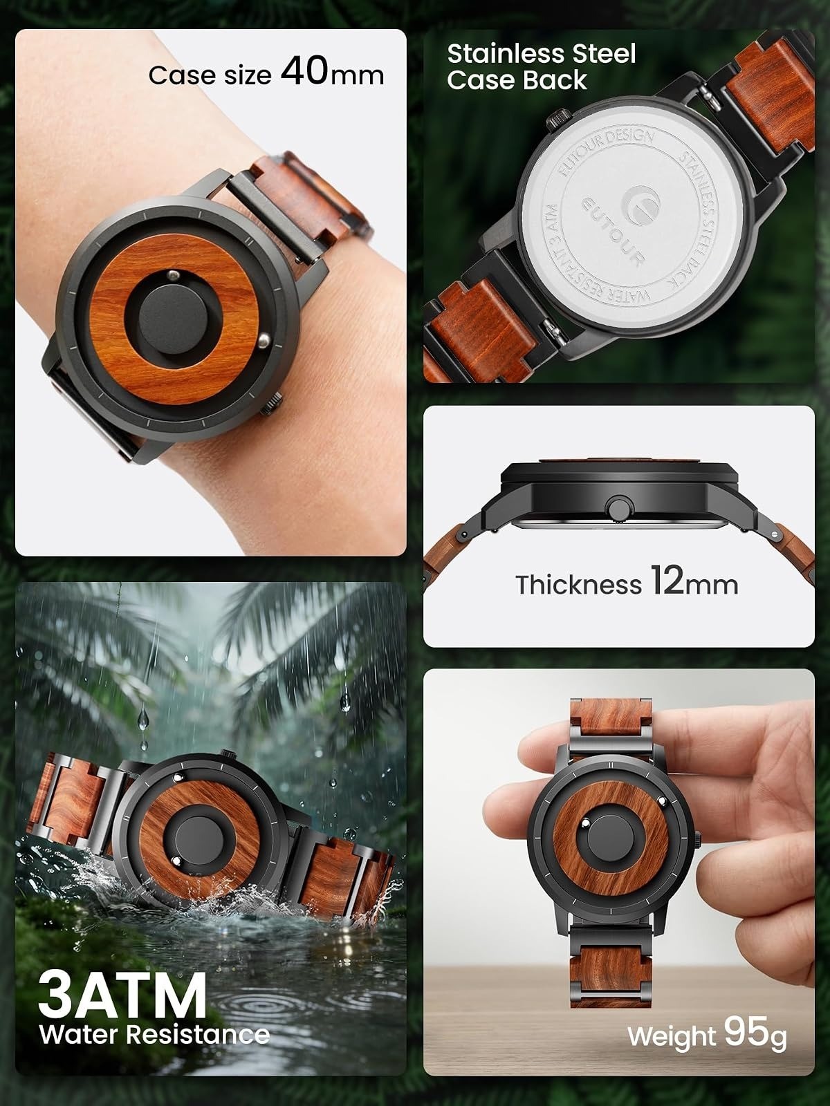 EUTOUR Magnetic Quartz Watch for Men | Unique No Hands Design