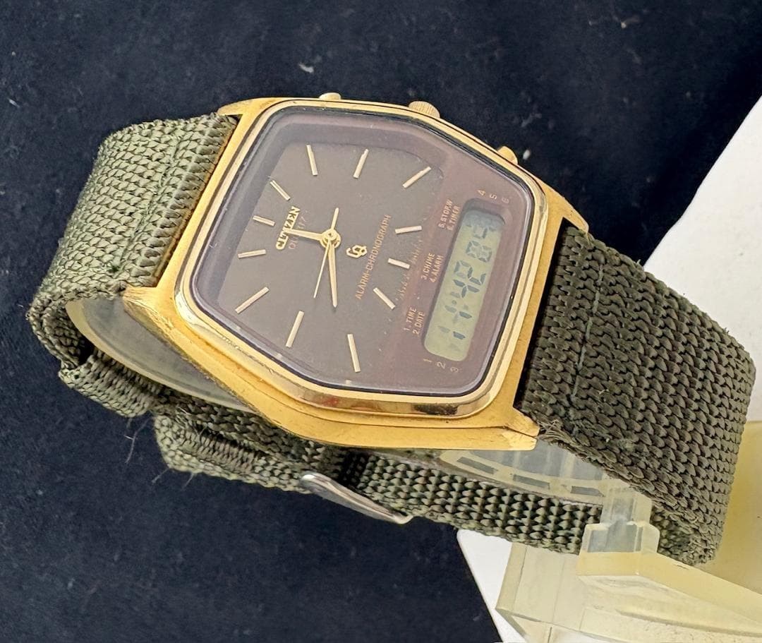 1980 CITIZEN DIGI-ANA Digital Analog Watch 35x39mm 8mm Junk For Repair Parts