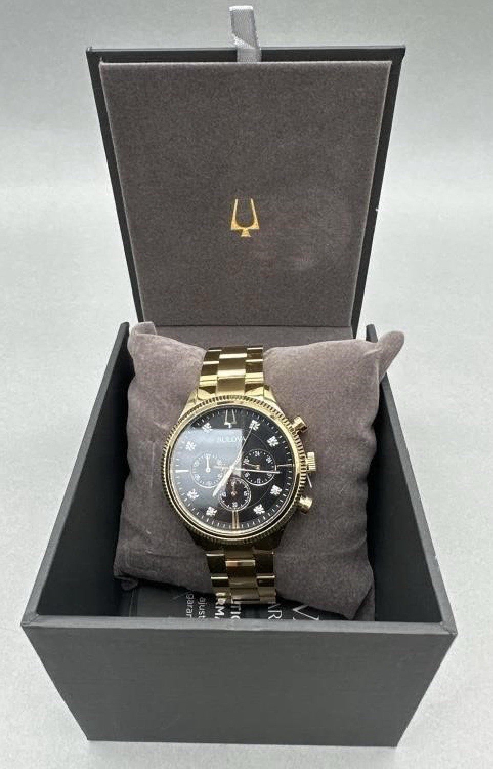 Bulova Diamond Men’s Gold Tone Stainless Steel Chronograph Quartz Watch 97D131