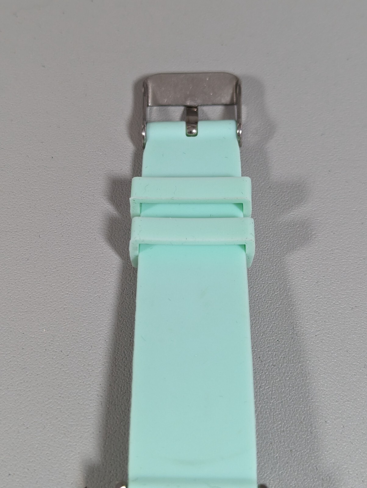 Green Dial Crystal Accent Round Silver Tone Case Green Silicone Band Watch