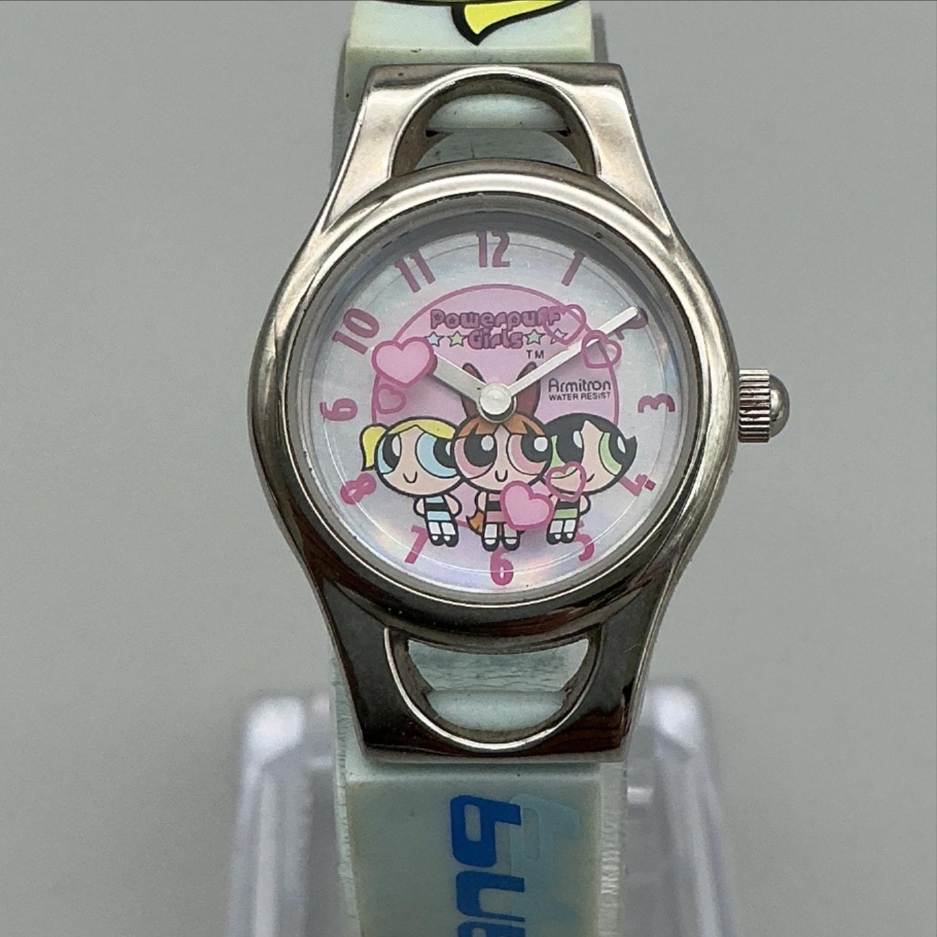 Vintage Armitron Girls Watch 23mm Powerpuff Girls Bubbles Pink Dial New Battery