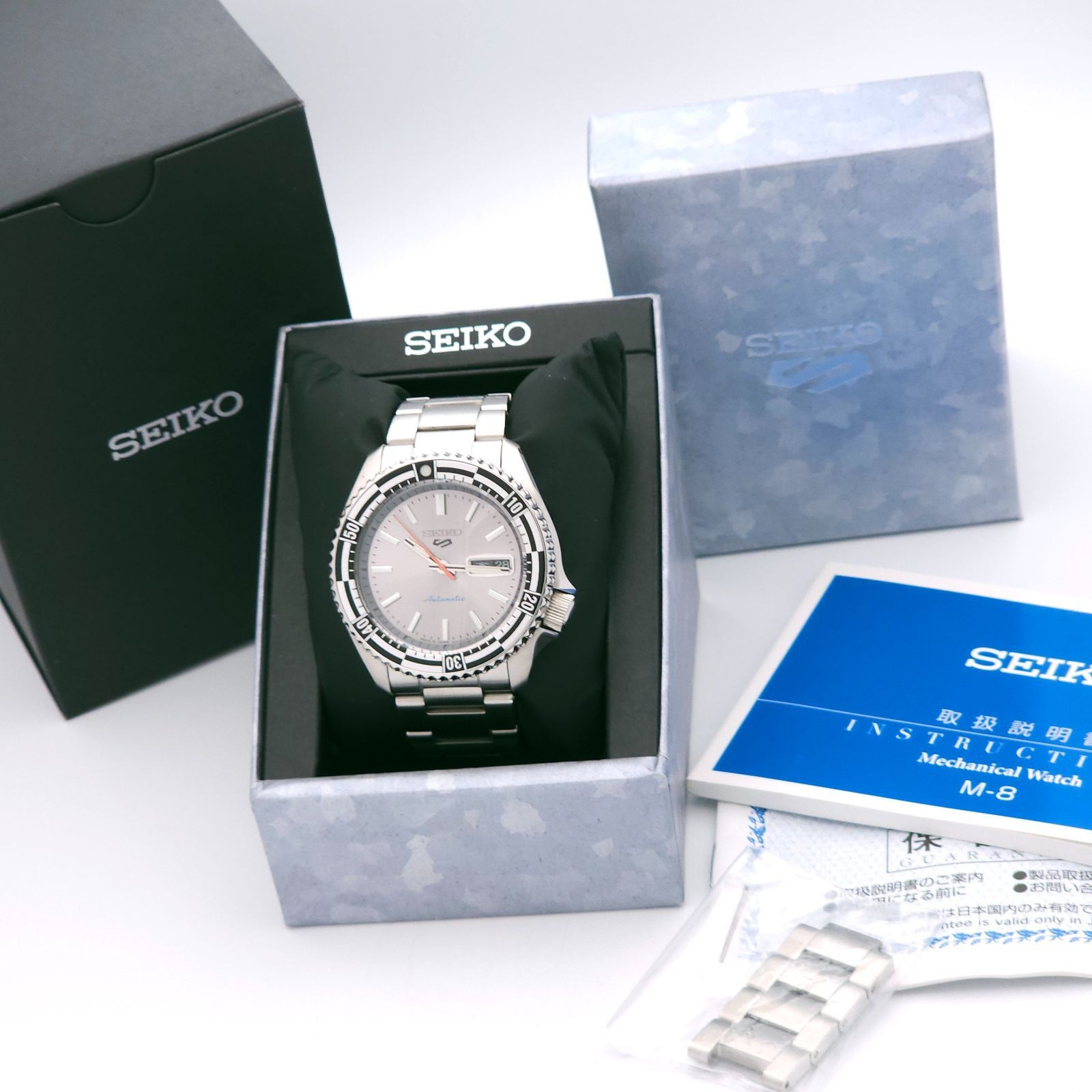 Seiko Five Sports 4R36-15E0 Automatic Gray Grand Prix Bezel With Box Wrist 16cm