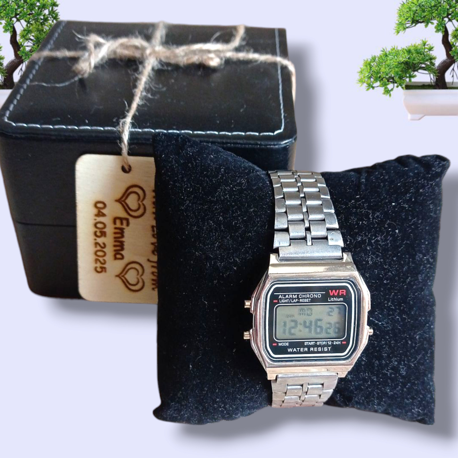 Retro Digital Wrist Watch Box Unisex Sport Chronograph quartz Personalized gift