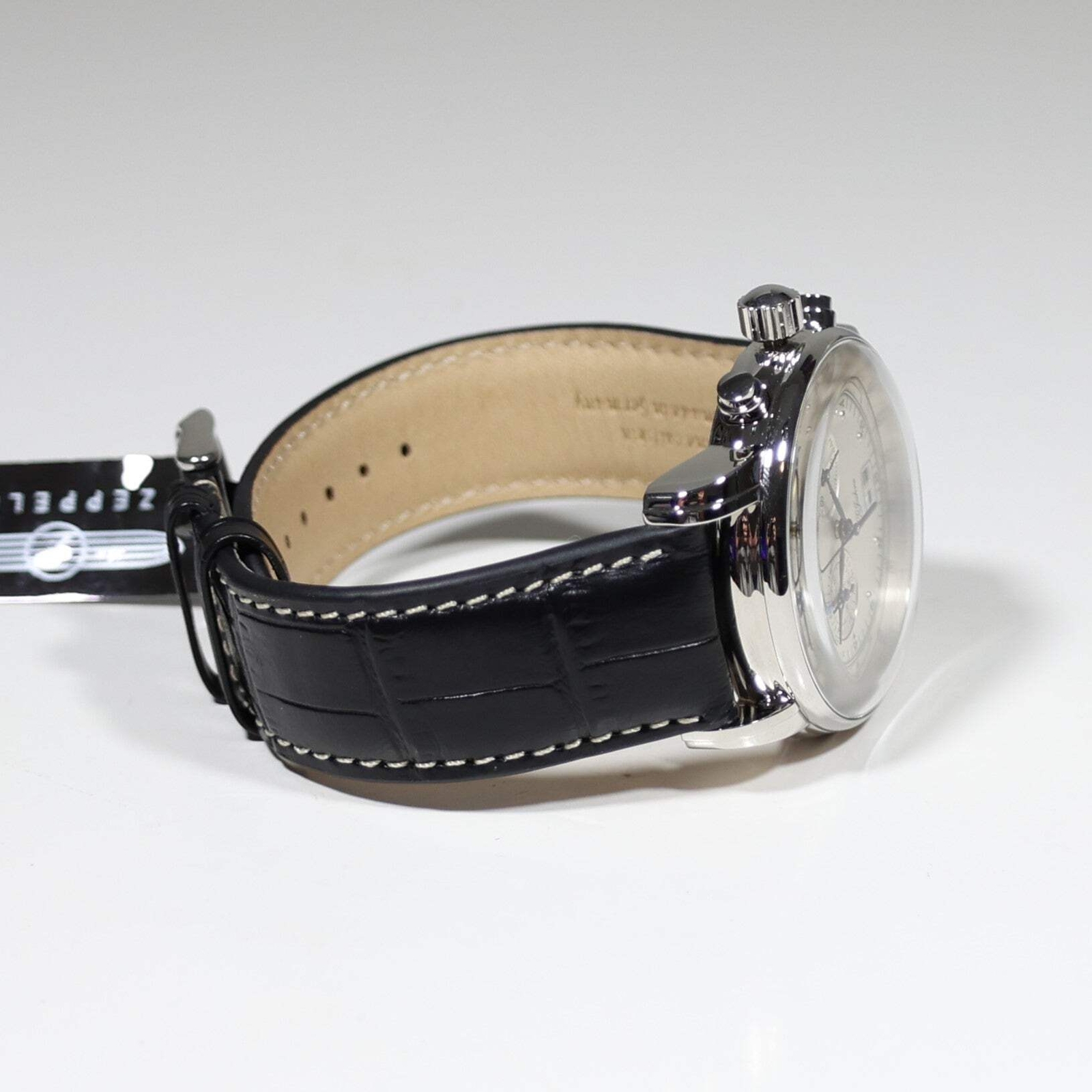 Zeppelin 100 Years Men’s Chronograph Black Leather Strap Watch 7690-1