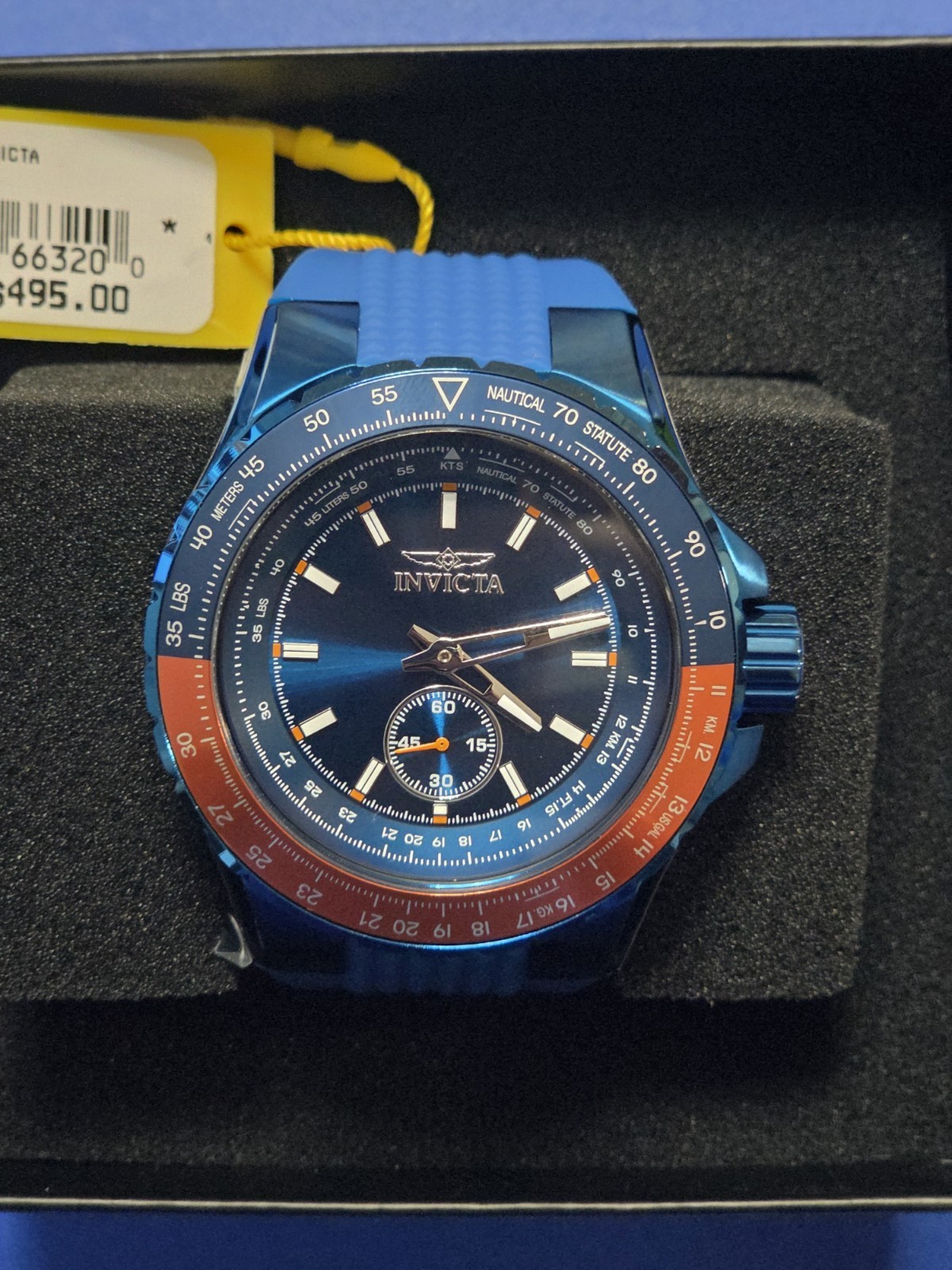 🔥 Invicta Men’s Watch Aviator Quartz-Blue Dial-Silicone & Rubber Strap- 50mm 🔥