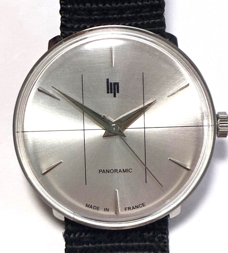 LIP Panoramic Vintage Mens Wristwatch Silver Dial NATO Strap Made in France Japa