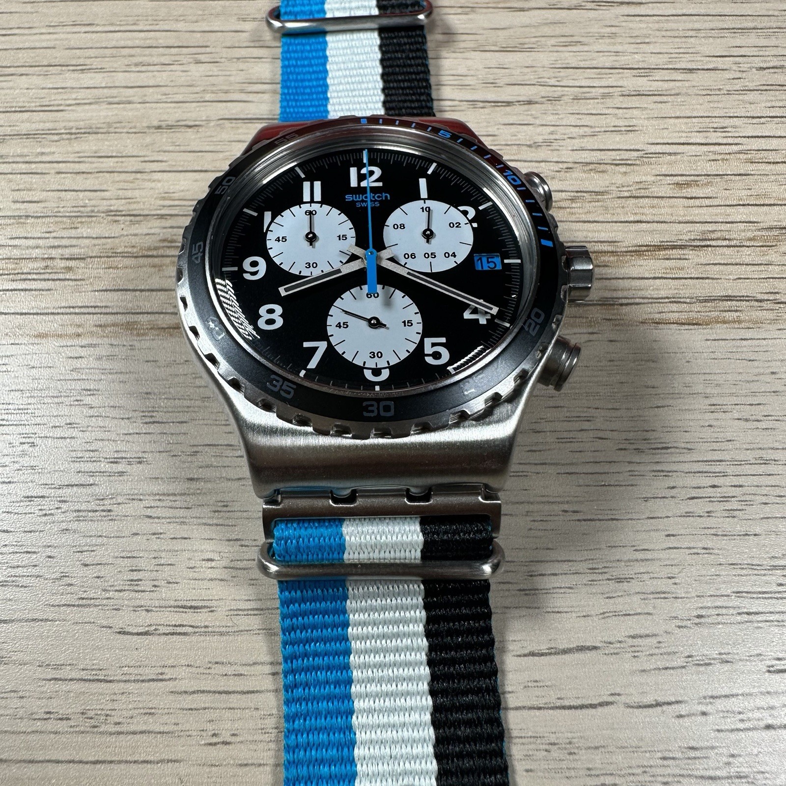 NEW✅LIMITED EDITION✅ Swatch Irony SKYBOND Chronograph Nylon Men’s Watch YVS409