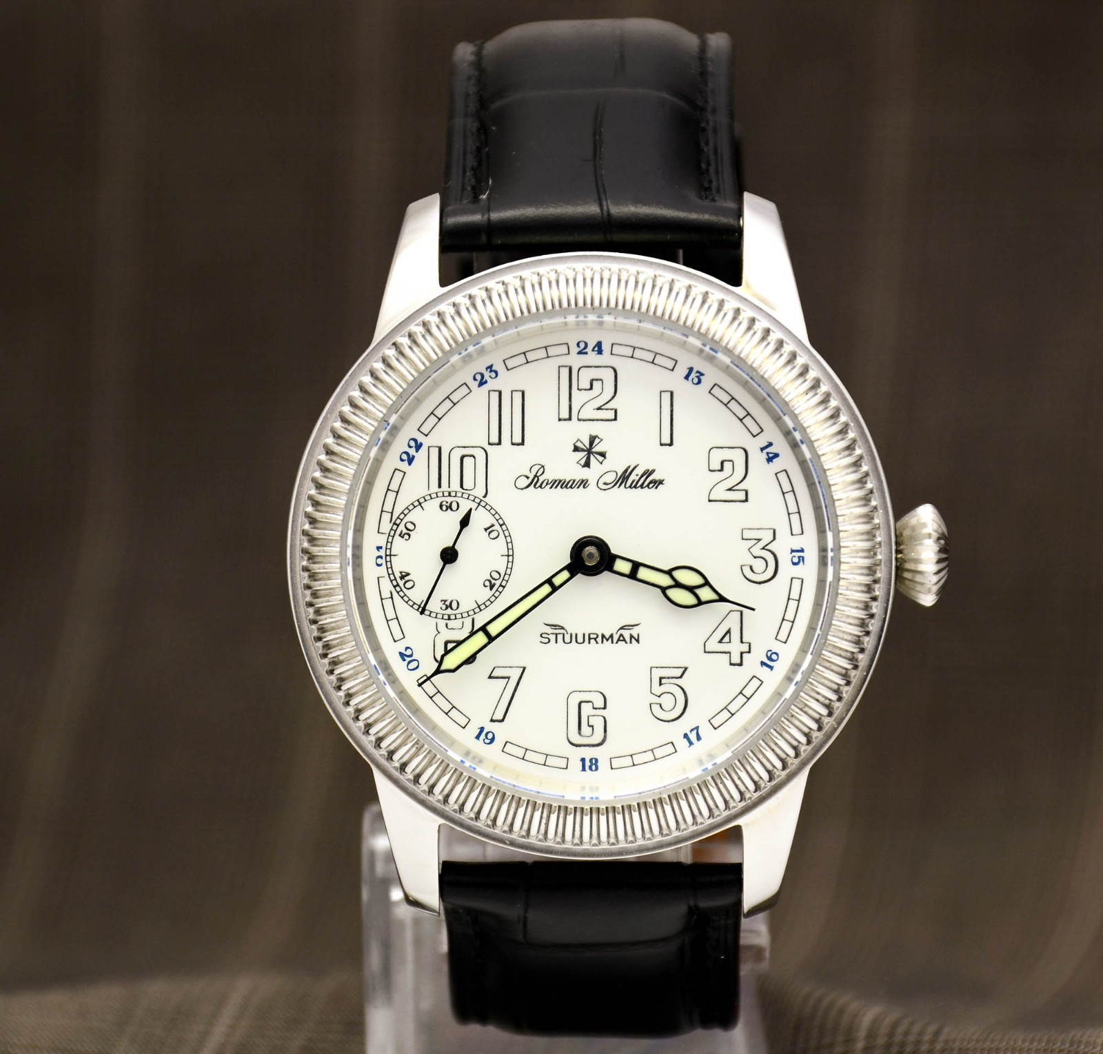 Mens Mechanical watch vintage style Navigator analog watch Roman Miller Stuurman