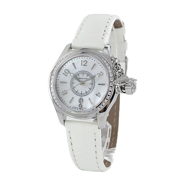[B1Y] Hamilton Khaki Navy Sea Queen Diamond White Leather Womens Watch [t7p]