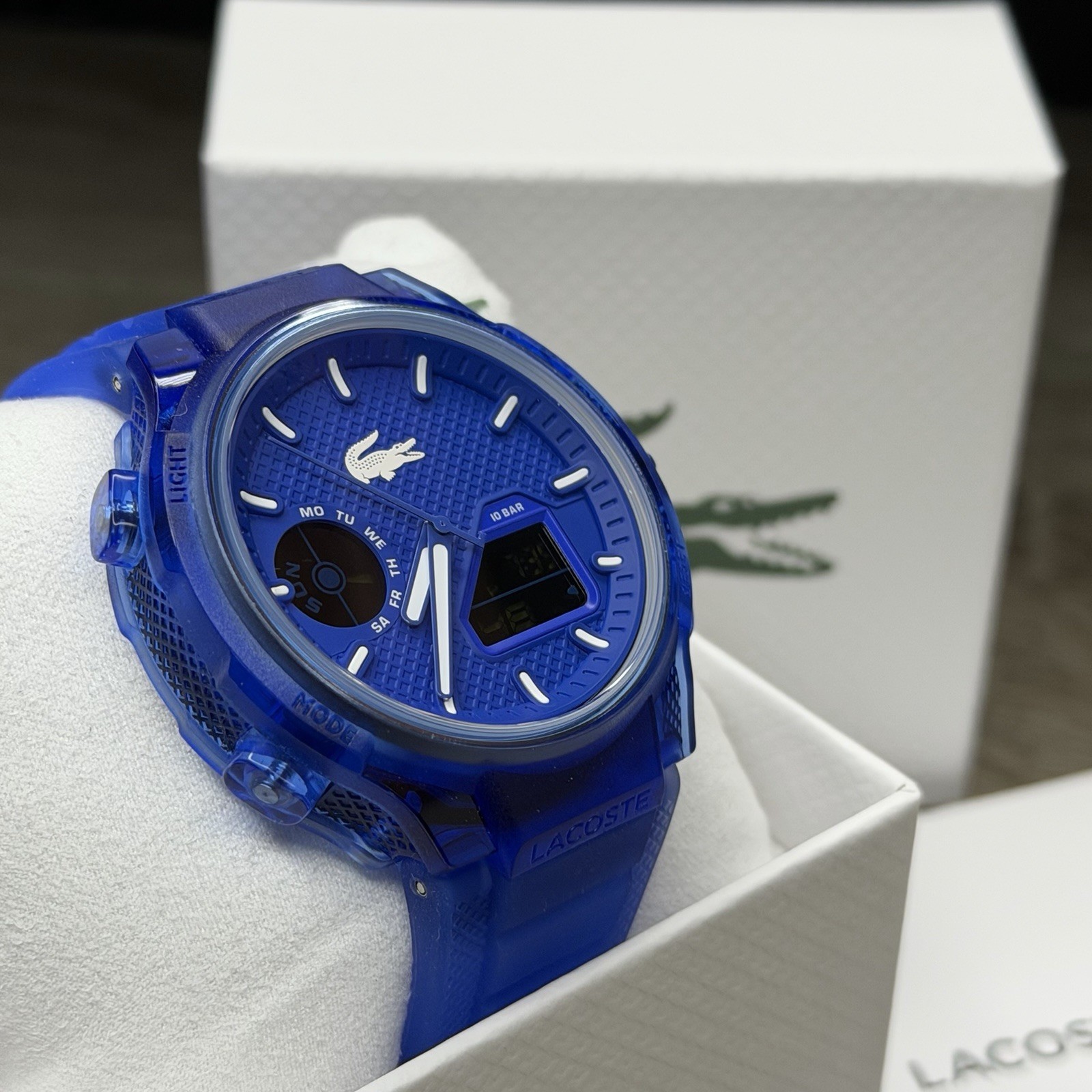 NEW✅ Lacoste LC33 Analog & Digital Blue Silicone Strap Men Watch 45mm 2011429