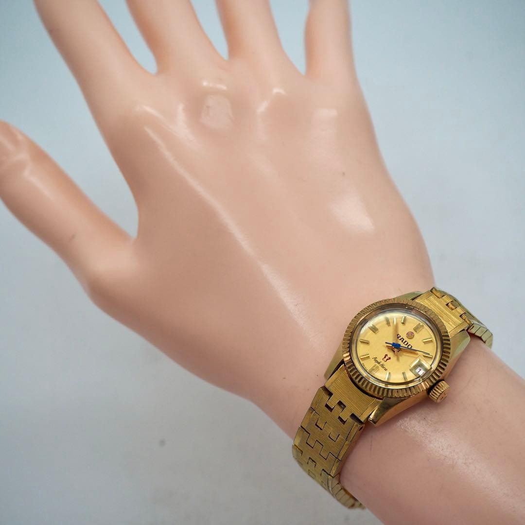 Rado Purple Horse Automatic Watch Gold Dial Ladies Japan Working 074874