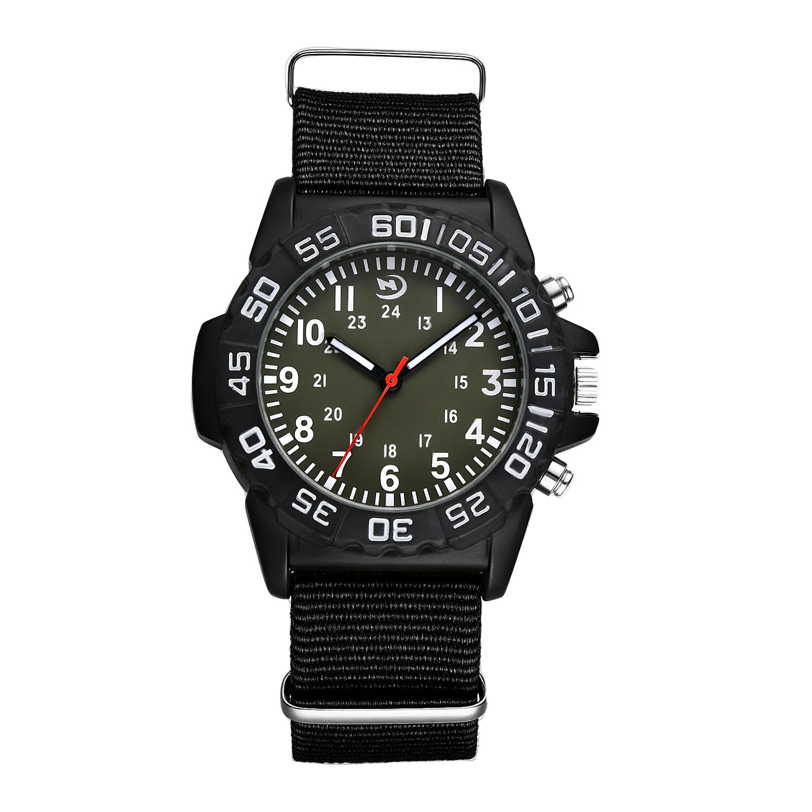 Men’s Outdoor Military Tactical Quartz Sports Wrist Watches Nylon Strap 24-hour